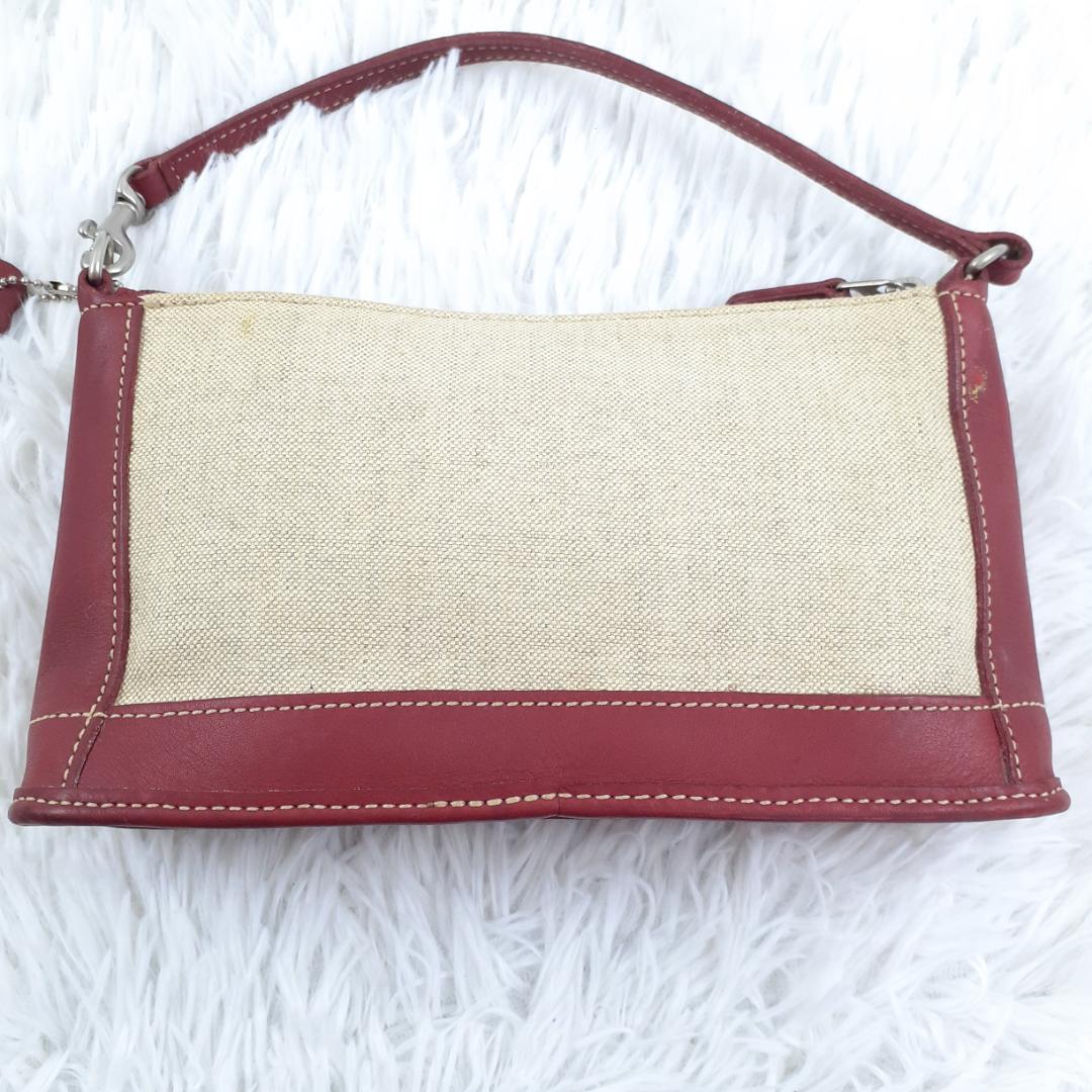 美品◎OLD COACH 6115 ハンドバッグ キャンバス レザー 赤 90s