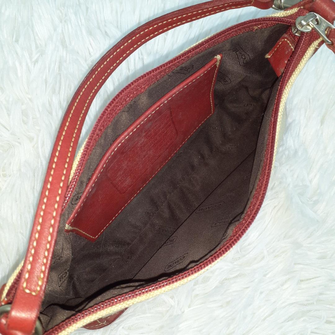 美品◎OLD COACH 6115 ハンドバッグ キャンバス レザー 赤 90s