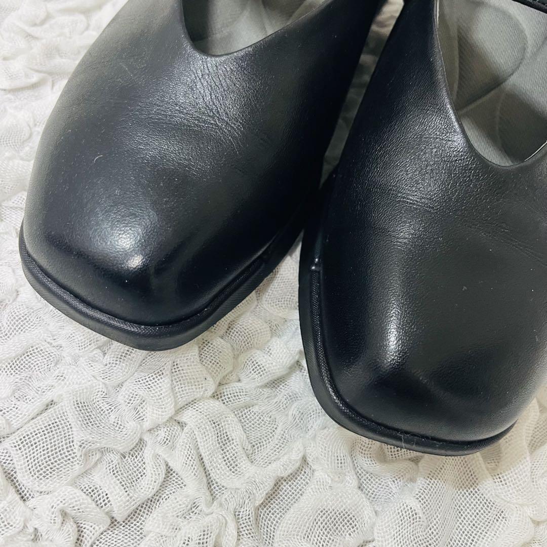 fitfitフィット ライトウェイトワイドストラップレザーパンプス23.5 黒