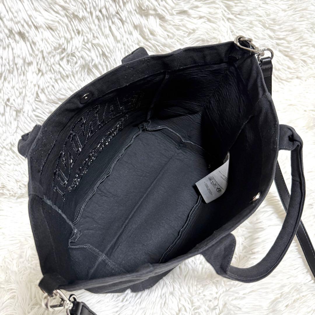 新品タグ付 GANNI ガニー 2way ロゴ キャンバス トートバッグ 黒
