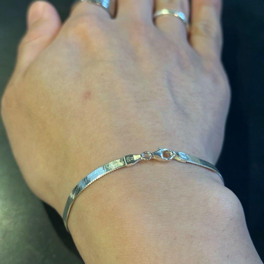 SILVER925 PLAIN HERRINGBONE BRACELET