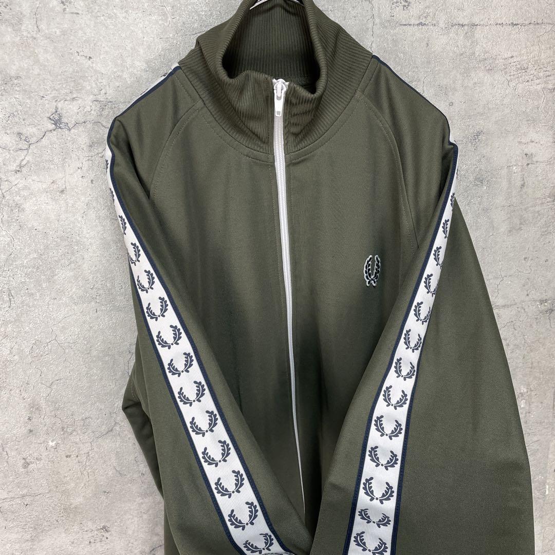 古着 90s フレッドペリー トラックジャケット カーキ ホワイト