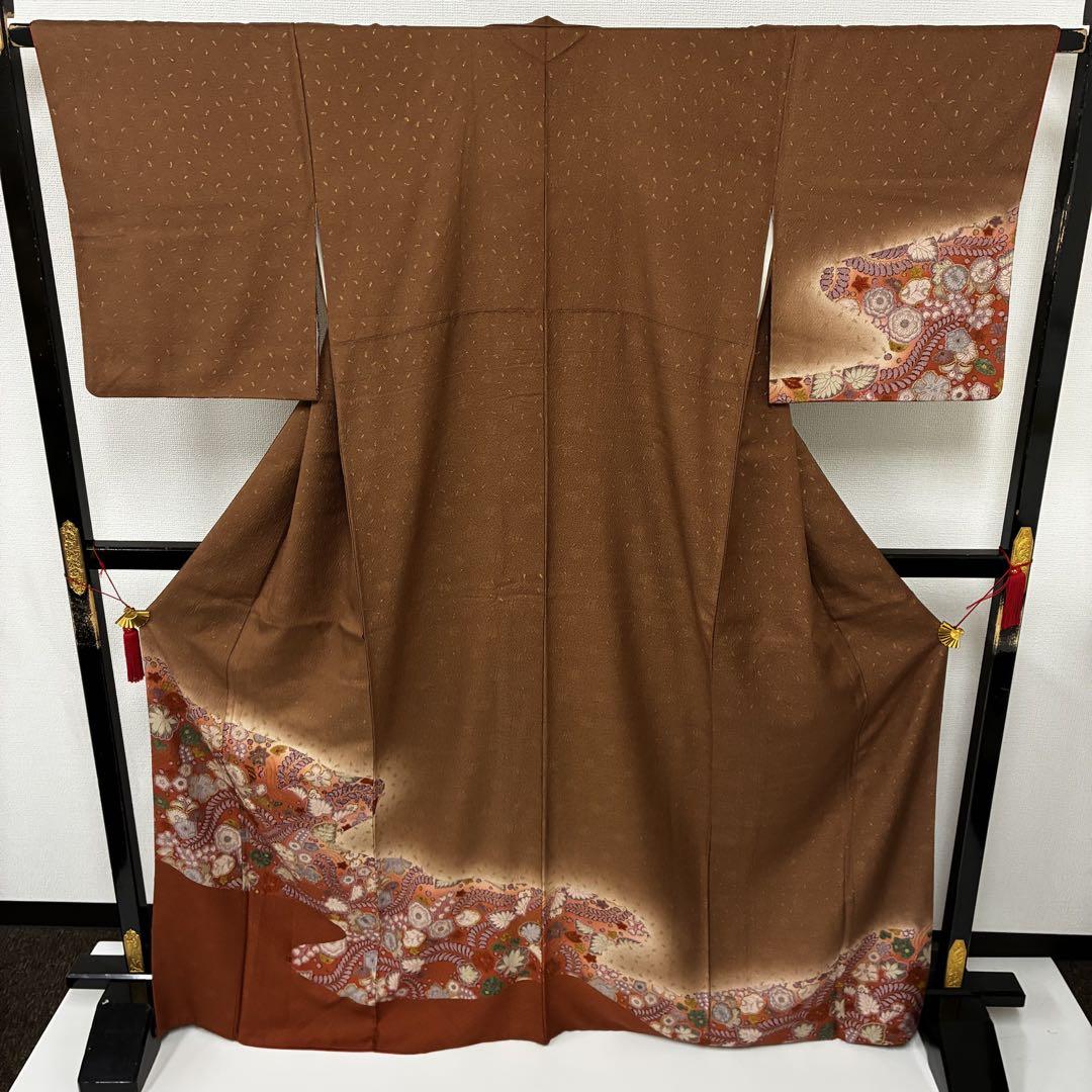 辻ヶ花 付け下げ 縮緬 正絹 紋なし 素敵なデザイン 着物U-6900