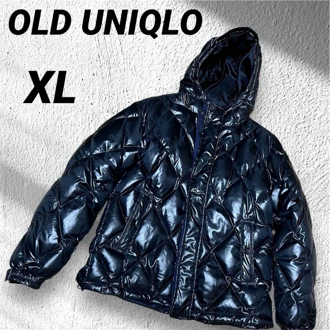 y2k old UNIQLOダイヤキルト フードダウンジャケット ダークネイビー