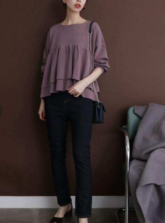 KBF - ギャザーフリルニット  KBF   S.PURPLE KBF（ケイビーエフ）の「ギャザーフリルニット（）」 - WEAR