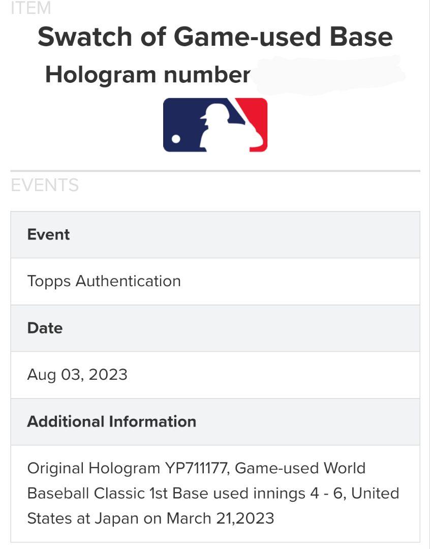 【49枚限定】 Topps Now 2023 WBC 大谷翔平 ベース レリック