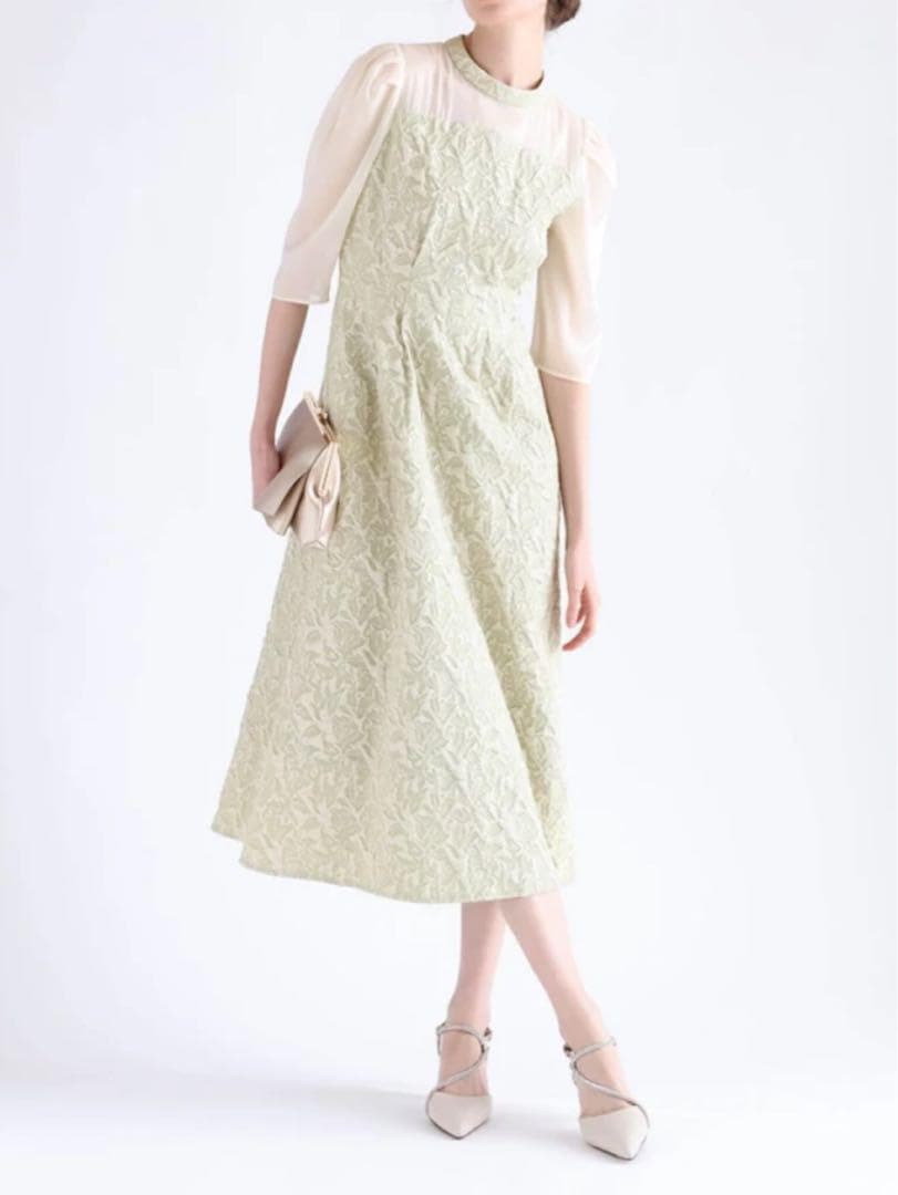 Rire Fete ふくれジャガードバックリボンドレス ワンピースM・SCOT CLUB