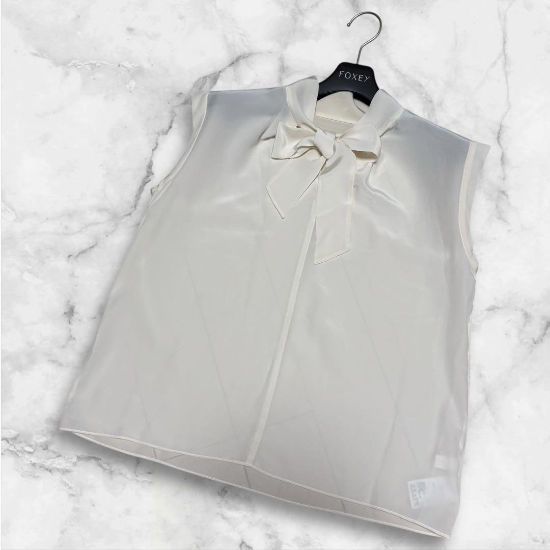 【美品】Ballsey ボウタイブラウス　シルク100% フレンチスリーブ