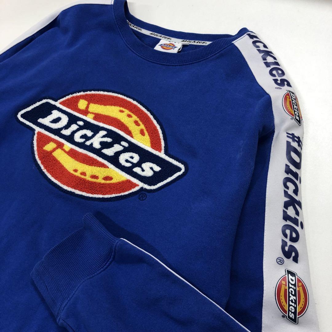 Dickies スウェット 立体ロゴ スリーブロゴ ブルー メンズL