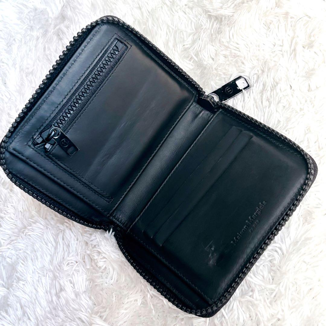 ご自宅用限定お買い得品 美品☘️マルジェラ 4ステッチ ラウンドファスナー 二つ折り財布 小物