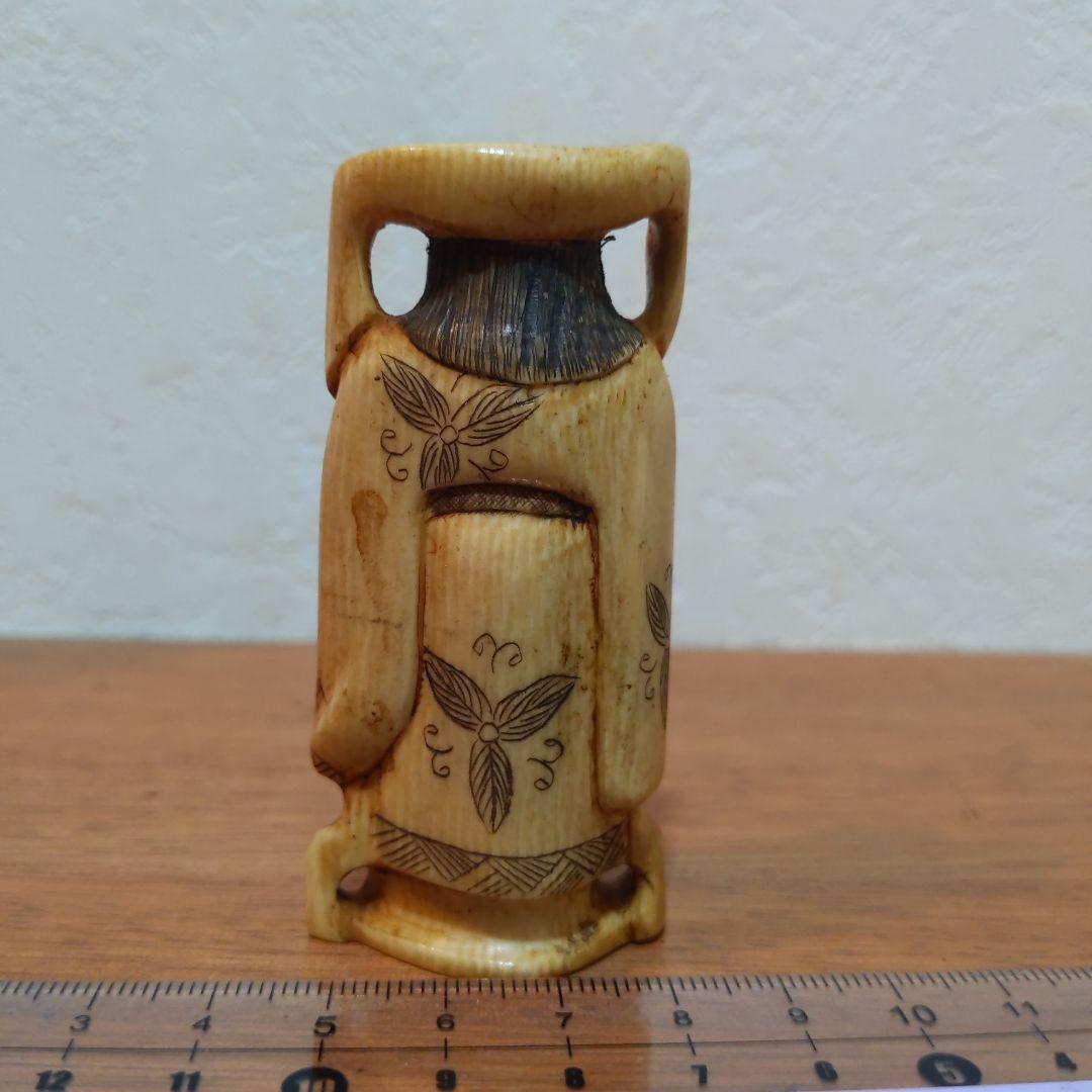 【正規品】 時代提げ物 重 在銘【弁才天】高さ約7.4cm 天然素材 七福神根付 彫刻・オブジェ