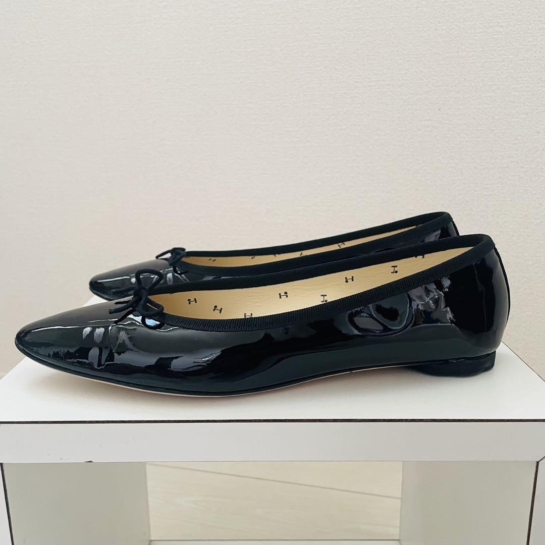 【再値下げ！】レペット　レディース　ブラック　パテント　38 Repetto レペット バレエシューズ ラメブラック 38 匿名配送