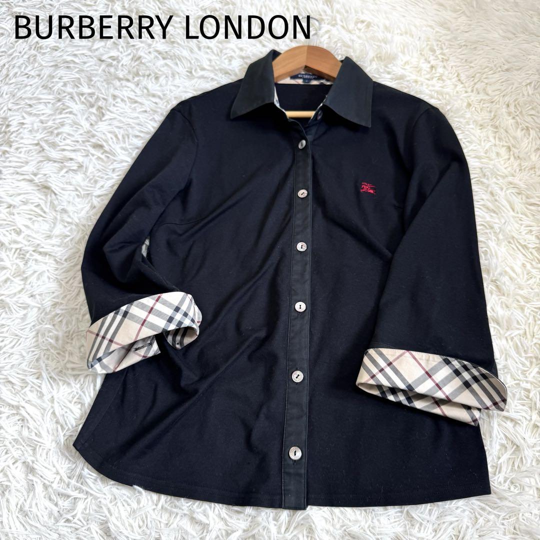 数量は多い  BURBERRY LONDON✨七分袖 シャツ ノバチェック 刺繍ホース トップス