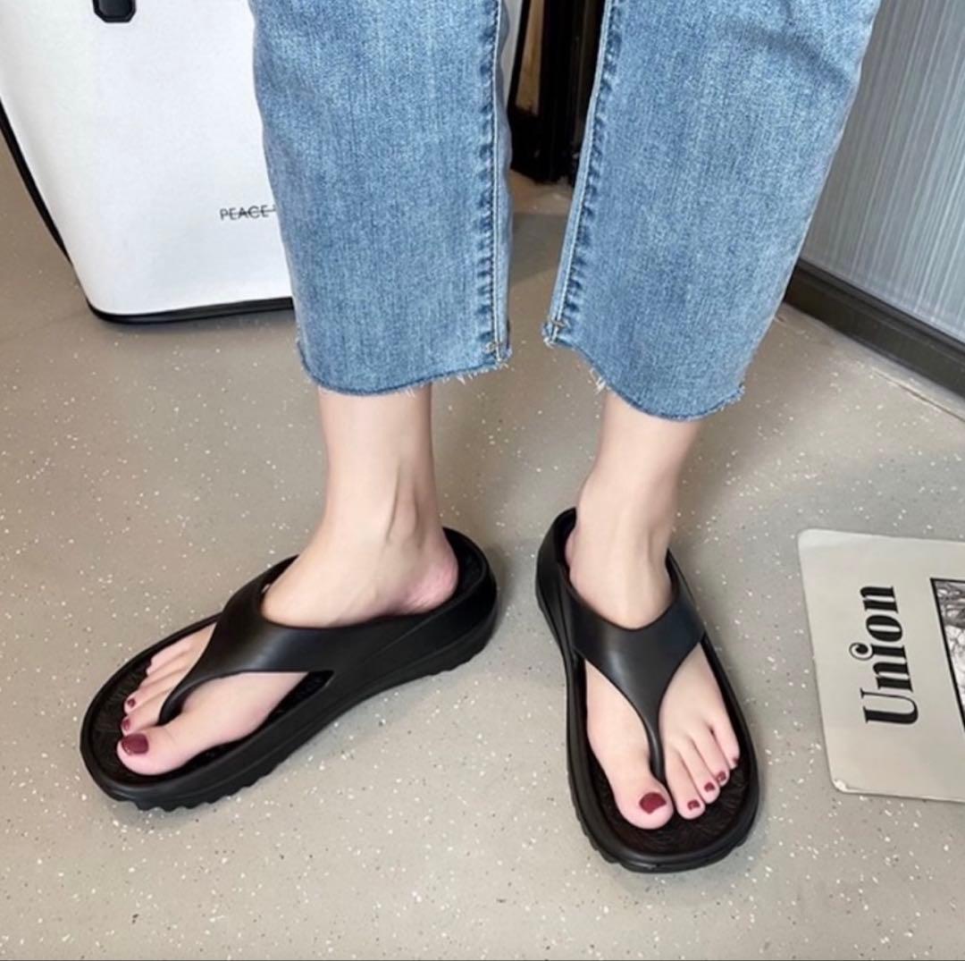 リカバリー トング サンダル 23.5cm 〜 24cm ブラック 黒 海外通販 リカバリー トングサンダル 白 37-38 ⁄ 23.5-24 最安値 プチプラ