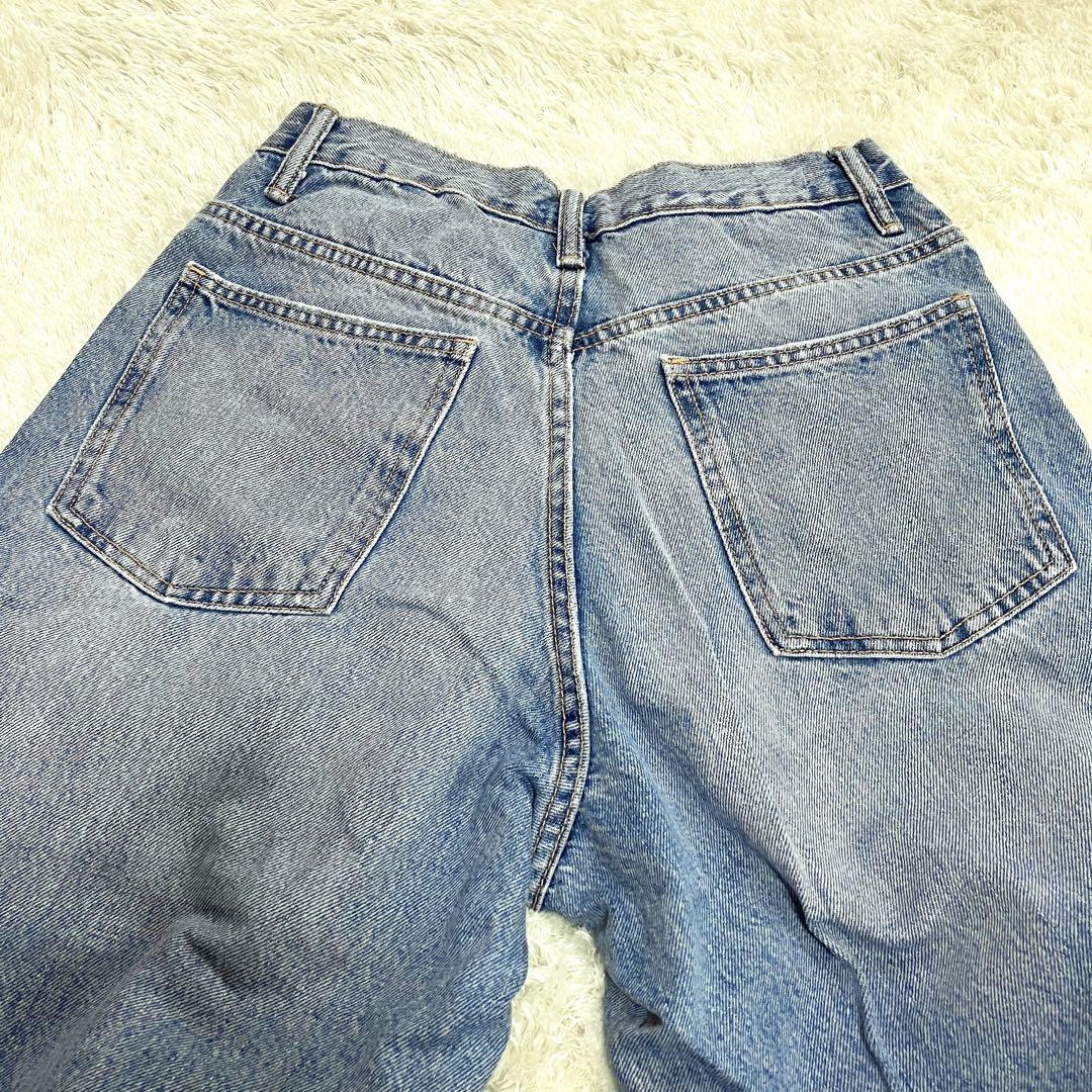 【ZARA】ハイウエスト ワイドレッグ クロスベルトジーンズ38