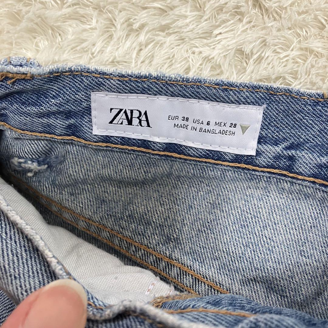 【ZARA】ハイウエスト ワイドレッグ クロスベルトジーンズ38
