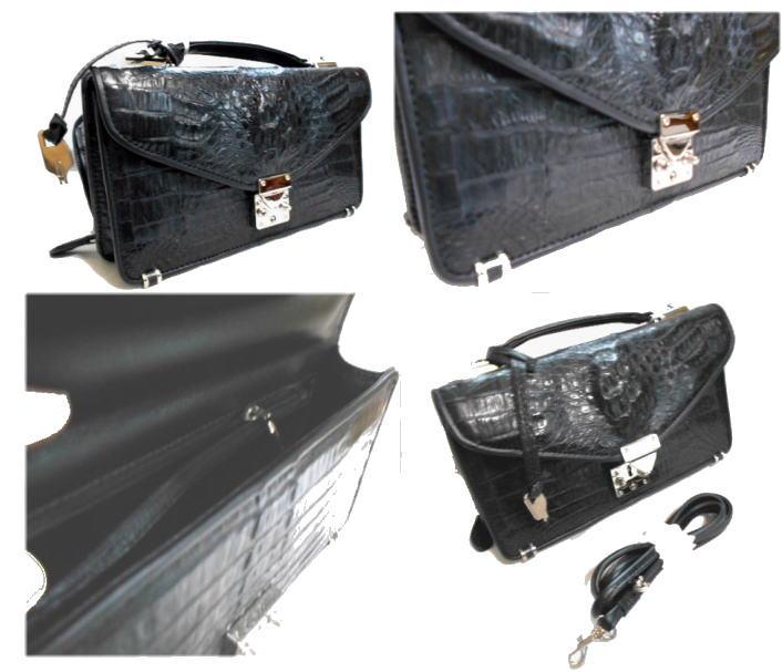 クロコダイル ミニセカンド財布付きセカンド 黒 gtRH2-m58655924494 完全マット 即納人気