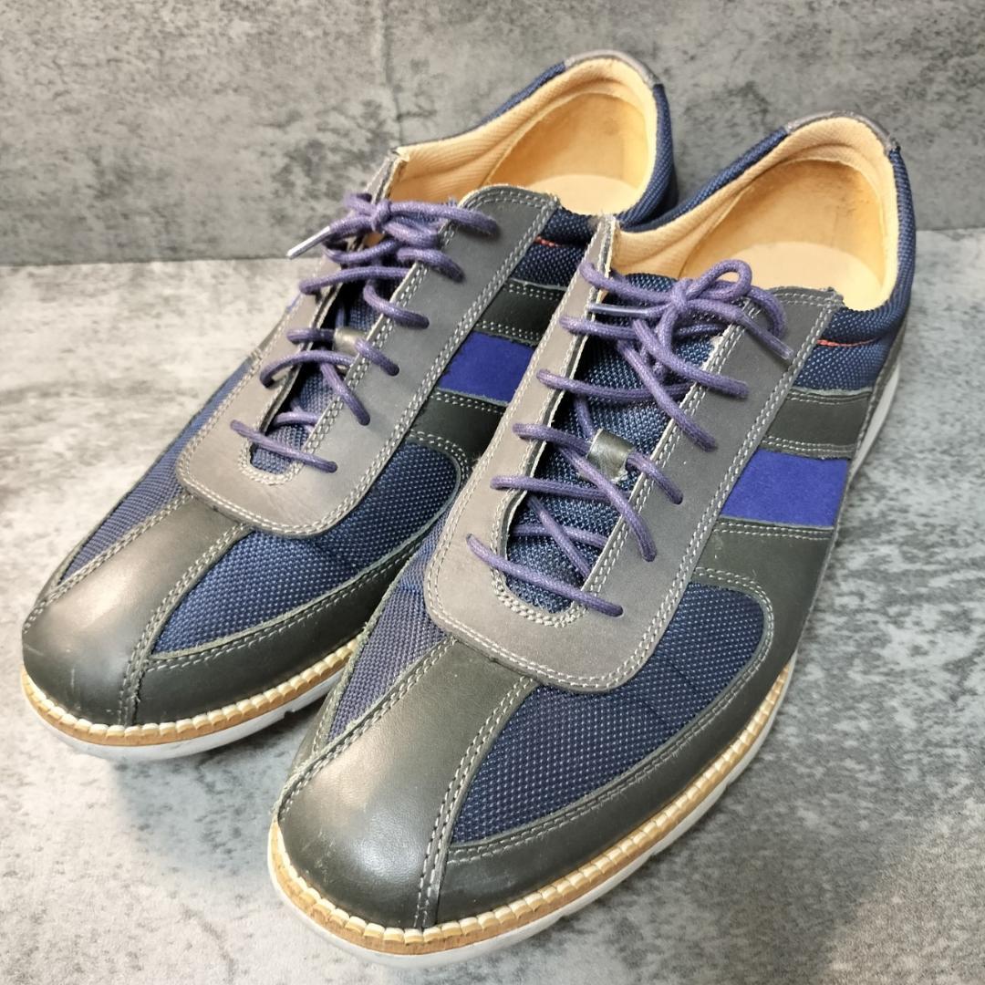 【Cole Haan】（9 1/2M）メンズレザースニーカー　ネイビー×グレー