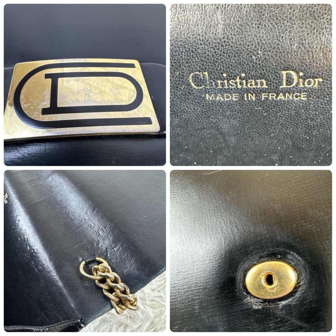 クリスチャン ディオール レザー チェーン ショルダー バッグ 黒 クリスチャン ディオール レザー チェーン ショルダー バッグ 黒
