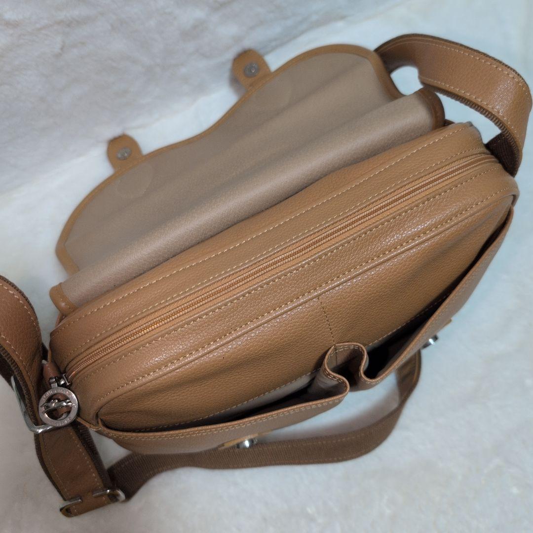 【✨美品✨】LONGCHAMP ショルダーバッグ　オールレザー　ベージュ