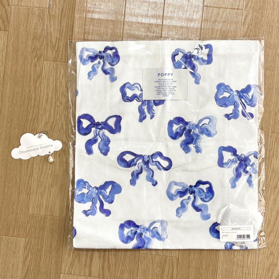 POPPY トートバッグ ポピー リボン あさぎーにょ 水彩画 青