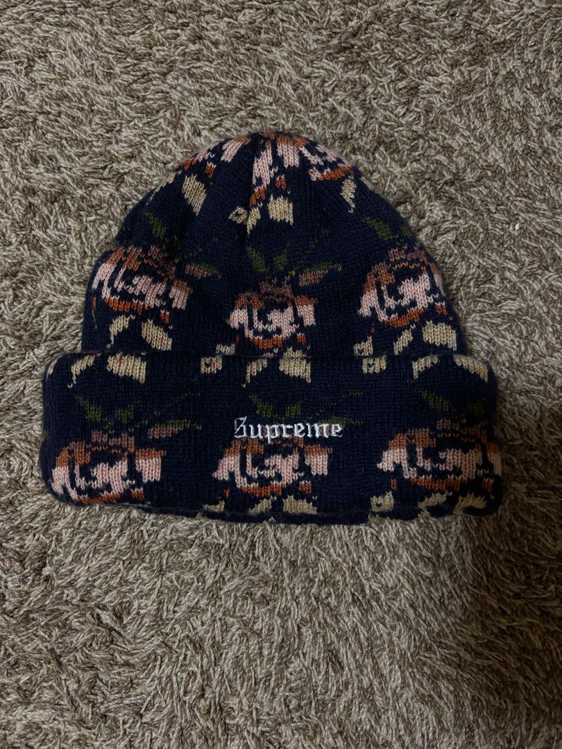 2018AW Supreme Rose Jacquard Beanie ブラック - メルカリ