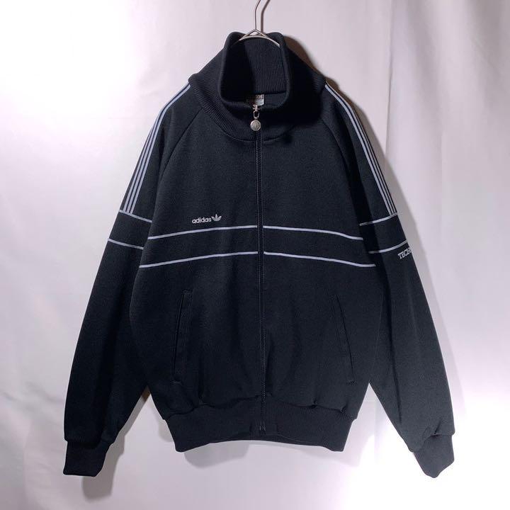 80s adidas トラックジャケット ジャージ デサント製 西ドイツ 黒 プッシュされた製品 adidas トラックジャケット ジャージ デサント製 西ドイツ製 80s ジャージ