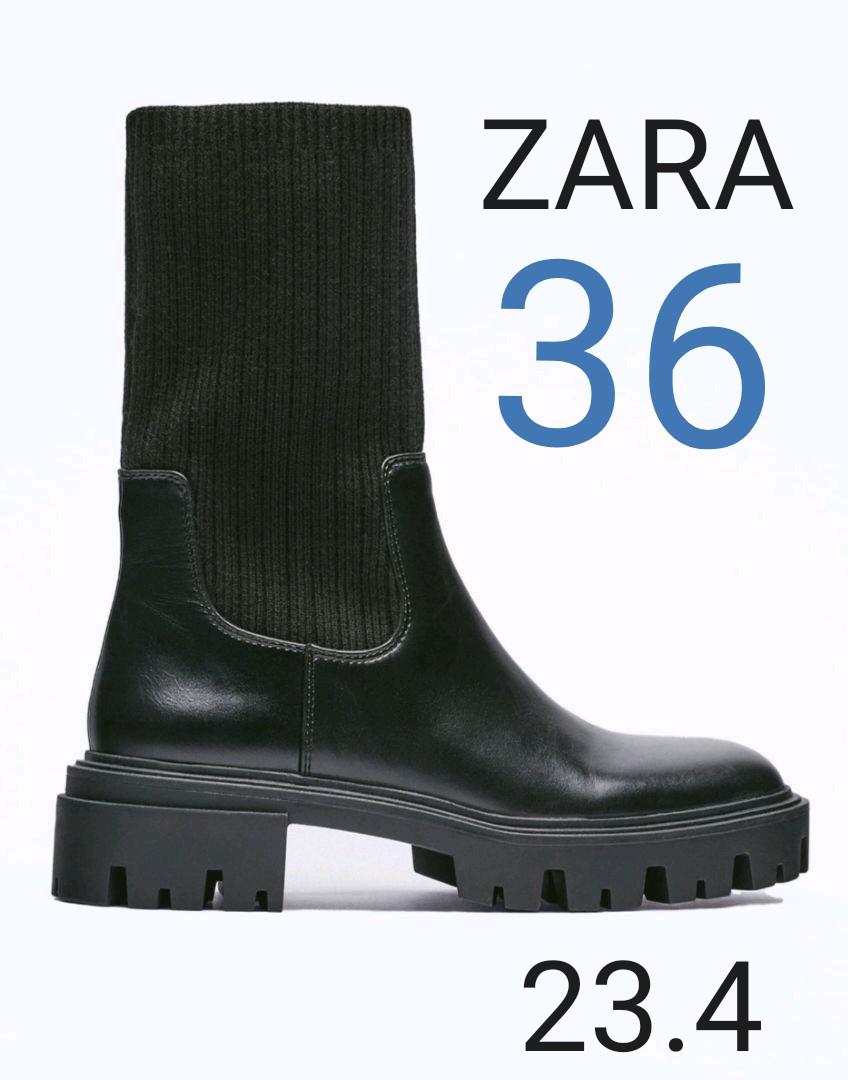新品*ZARA トラックソール付きソックススタイルアンクルブーツ 36 新品*ZARA トラックソール付きソックススタイルアンクルブーツ 36