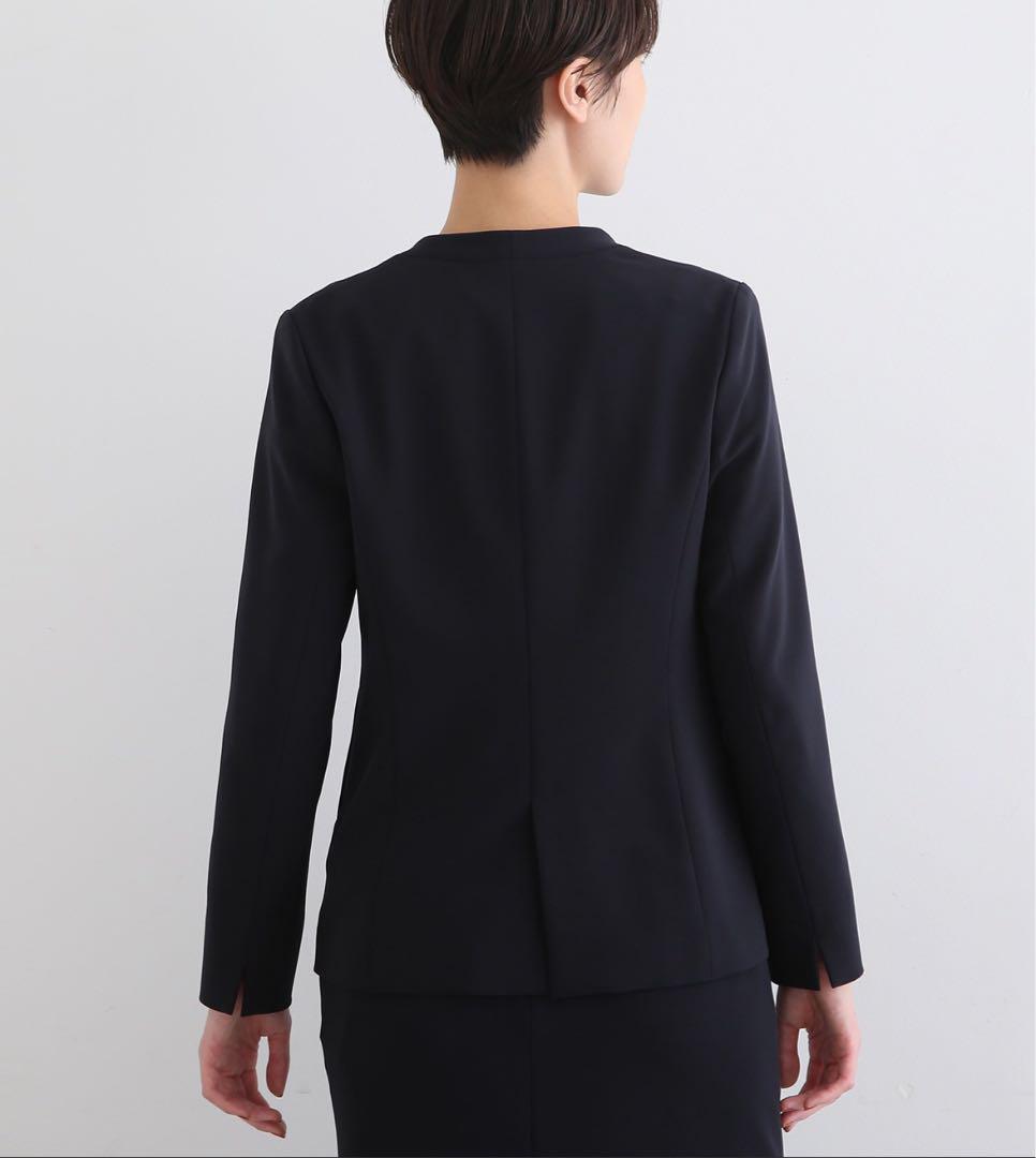 極美品 INDIVI スーツ ノーカラージャケット スカート ラージサイズ 紺 極美品 INDIVI スーツ ノーカラージャケット スカート ラージ