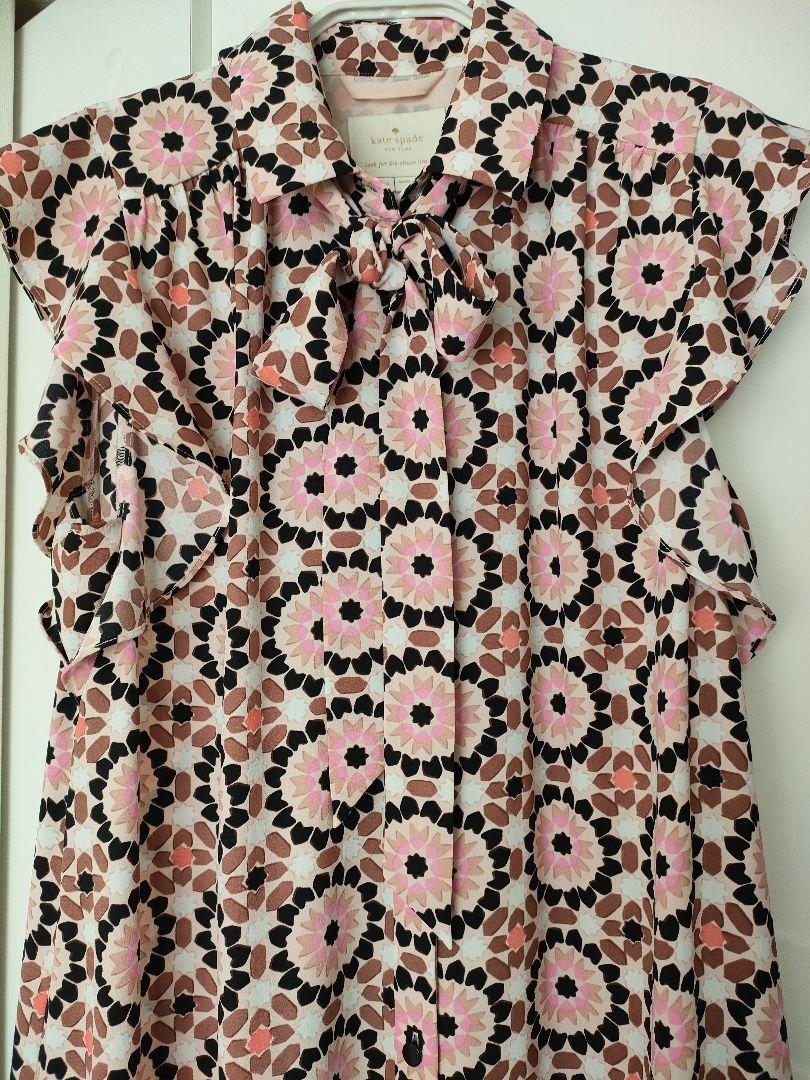 ホット商品 kate spadeケイトスペード ✿花柄ピンク膝丈ワンピース、リボン ワンピース