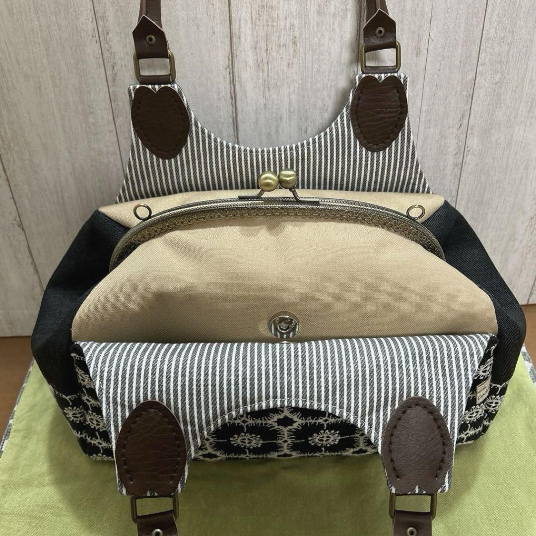 ハンドメイド あおりがま口バック - トートバッグ新 モデル