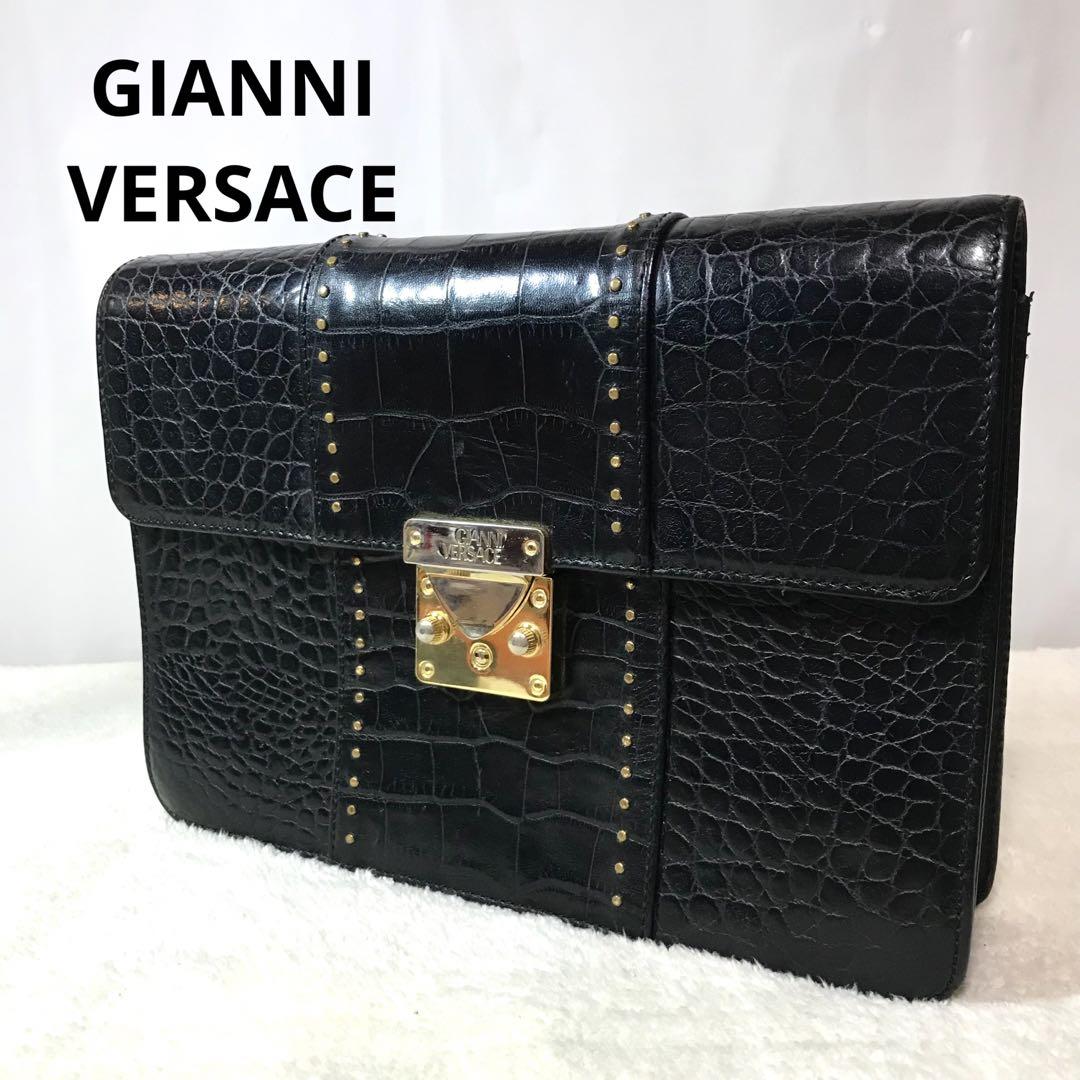 美品】GIANNI VERSACE セカンド バッグクラッチクロコ型押し