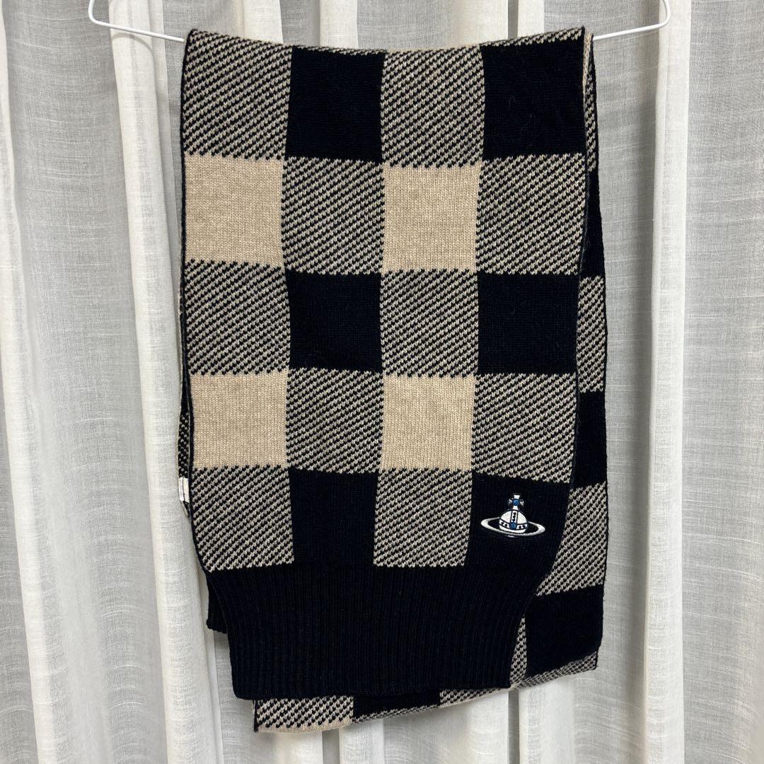 Vivienne Westwood マフラー　ベージュ ネイビー　チェック柄
