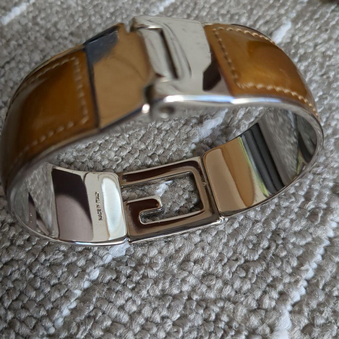 グッチ　GUCCI　バングル　ブラウンシルバー