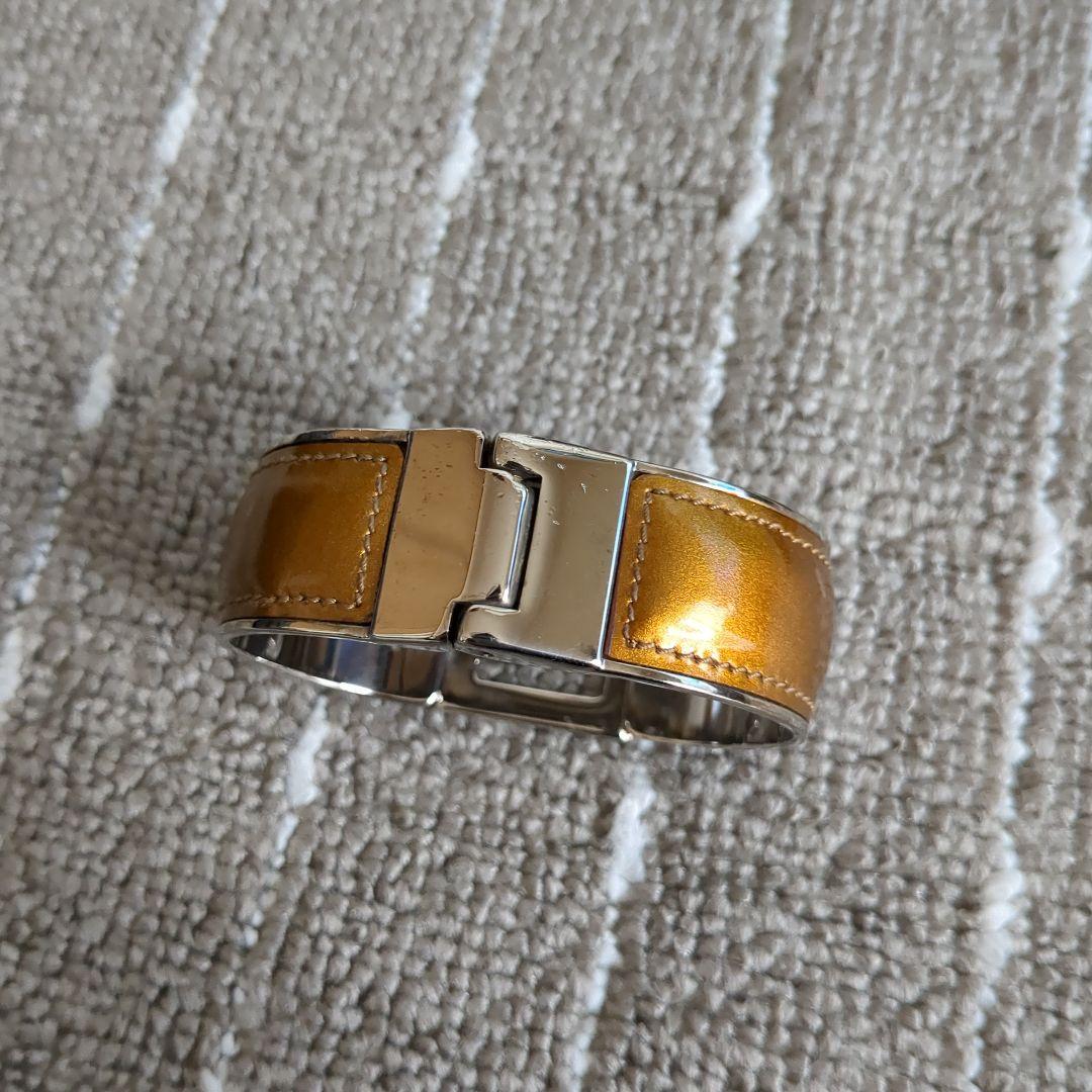 グッチ　GUCCI　バングル　ブラウンシルバー
