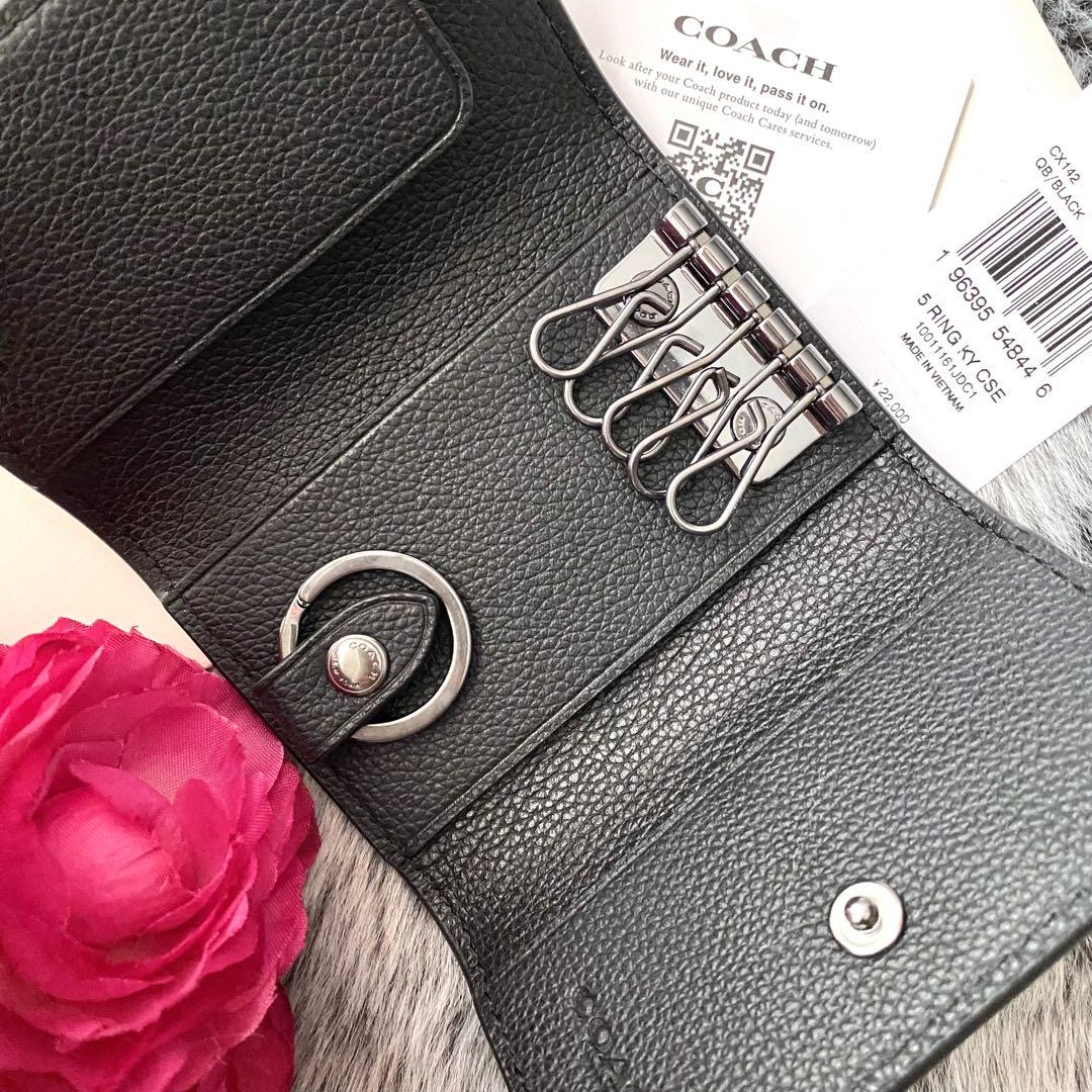新品☆COACH(コーチ) ブラック　 レザー キーケース