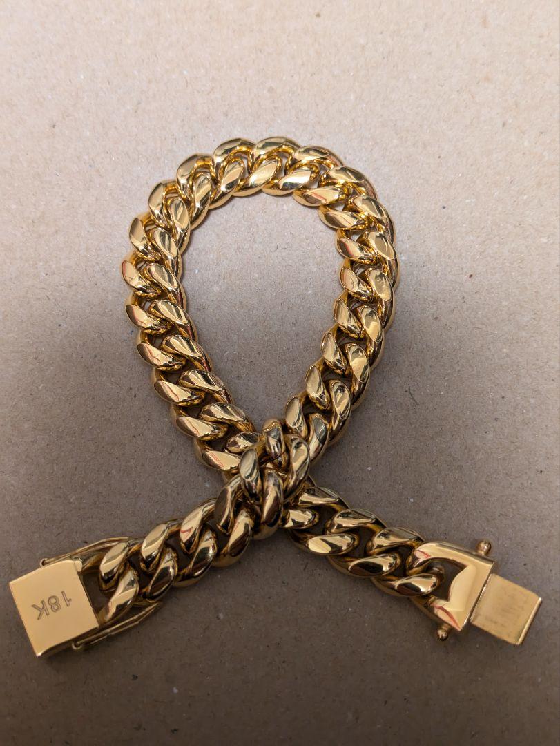【21cm】【10mm】【18K刻印あり】【Miami Cuban】ブレスレット