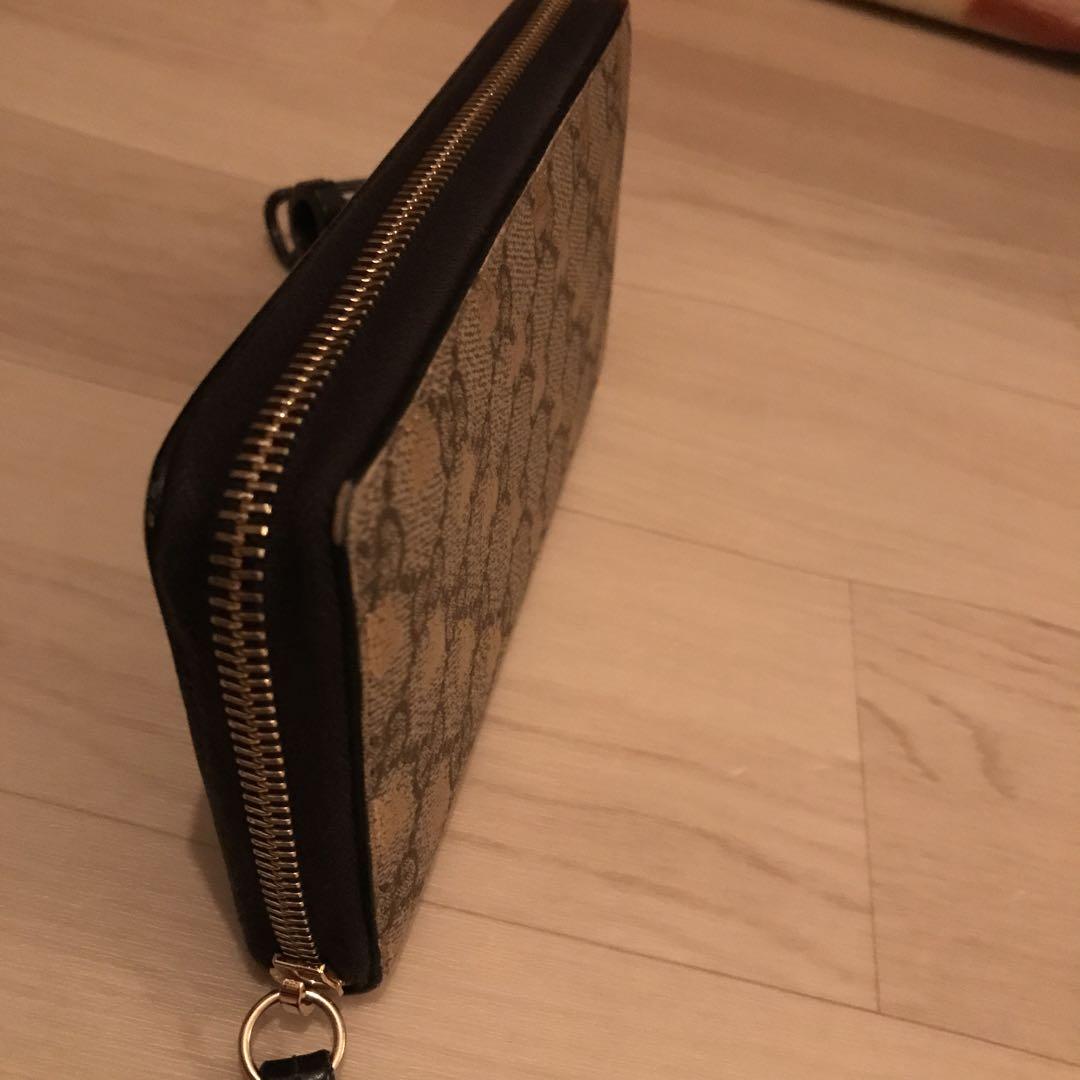 GUCCI　長財布　ビー　蜂　GG柄　スプリーム　ラウンドジップ