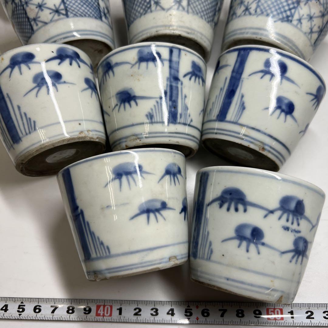 古伊万里　染付蕎麦猪口13客　東Y7-0613⑤
