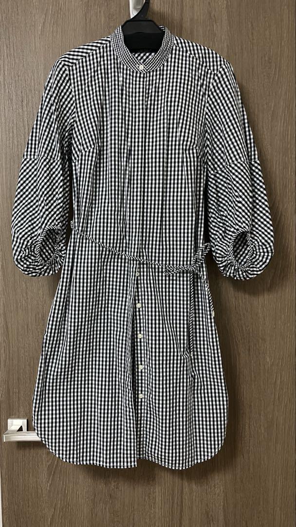 美品ローレンラルフローレンギンガムチェック前釦シャツワンピース