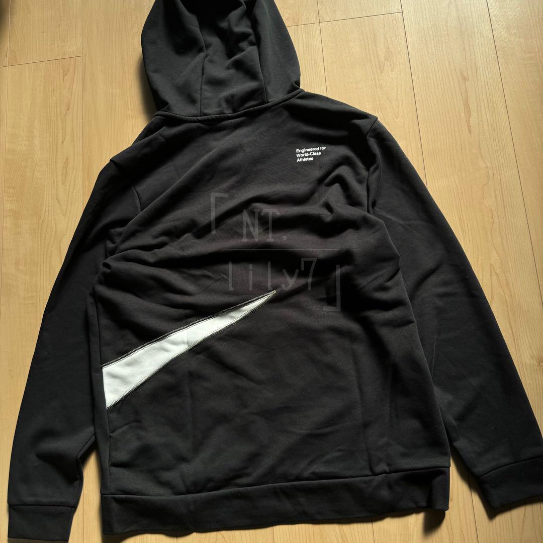 パーカー NIKE スウッシュ ジップ スウェット ブラック ホワイトLサイズ