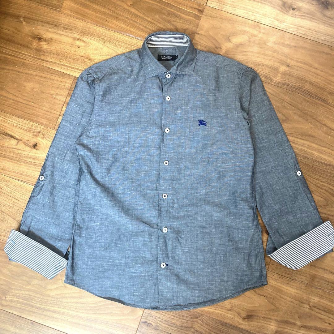 【美品】BURBERRY ブラックレーベル コットンリネンシャツ 長袖