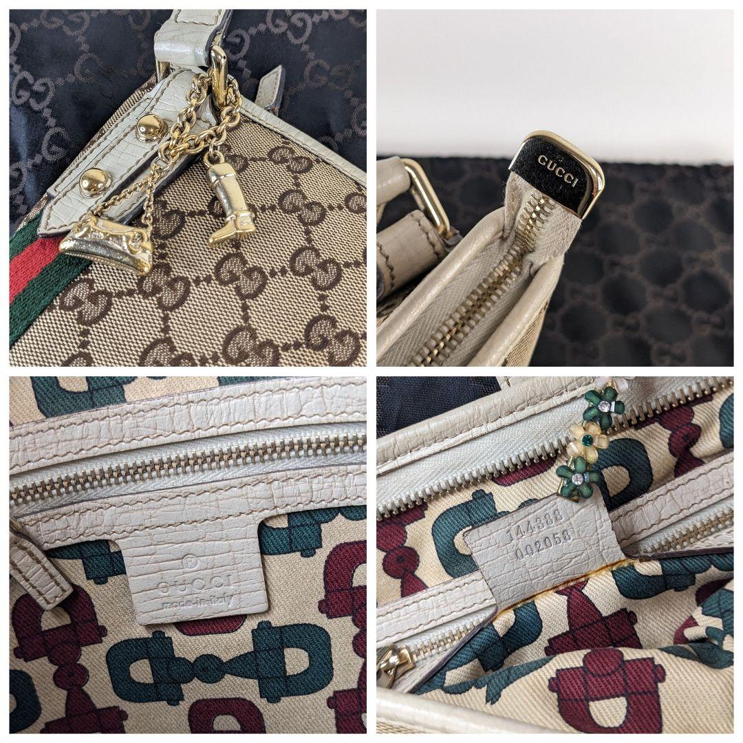 美品 グッチ ショルダーバッグ シェリーライン GGキャンバス レザー チャーム 美品 グッチ ショルダーバッグ シェリーライン GGキャンバス レザー チャーム