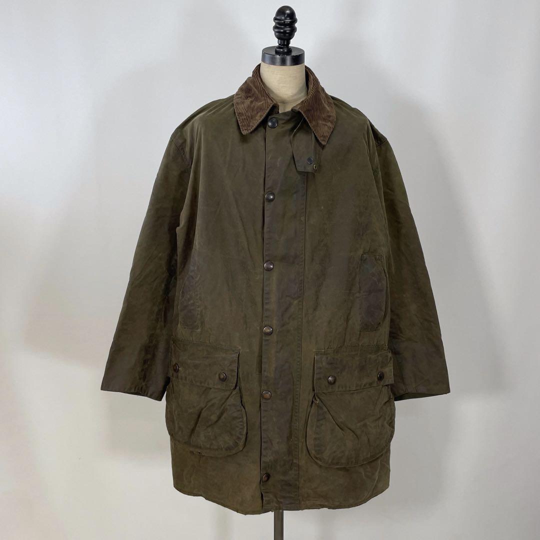 93年製「44」バブアー/barbour○ボーダー/3クラウン○セージ☆オリーブ-