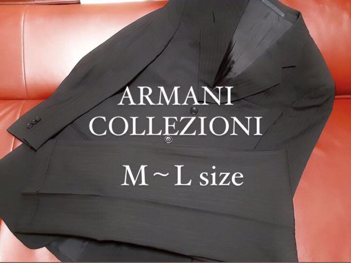 【レア/高級感】ARMANI COLLEZIONI  シングルスーツ【46/黒】