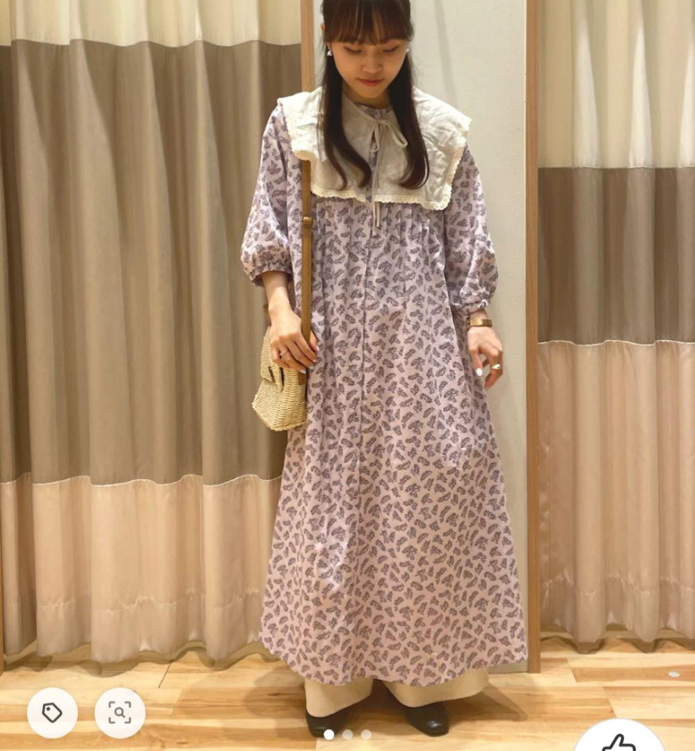 新品タグ付き　Samansa Mos2　実柄後ろリボンワンピース