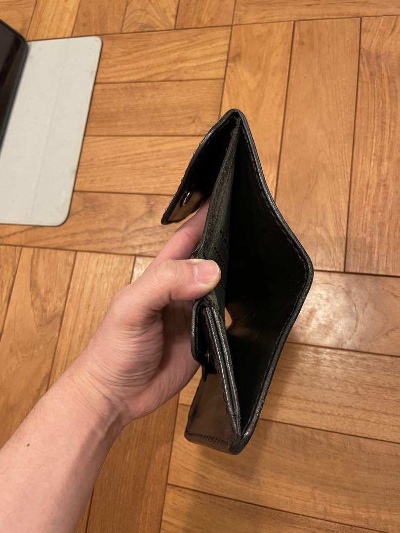 黒 レザー 三つ折り財布 スタッズ ウォレット 本革