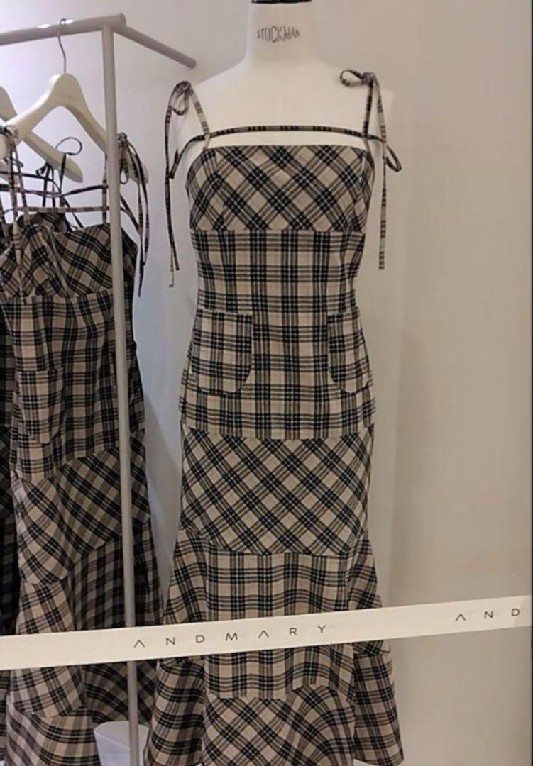 Andmary Cecily check long dress