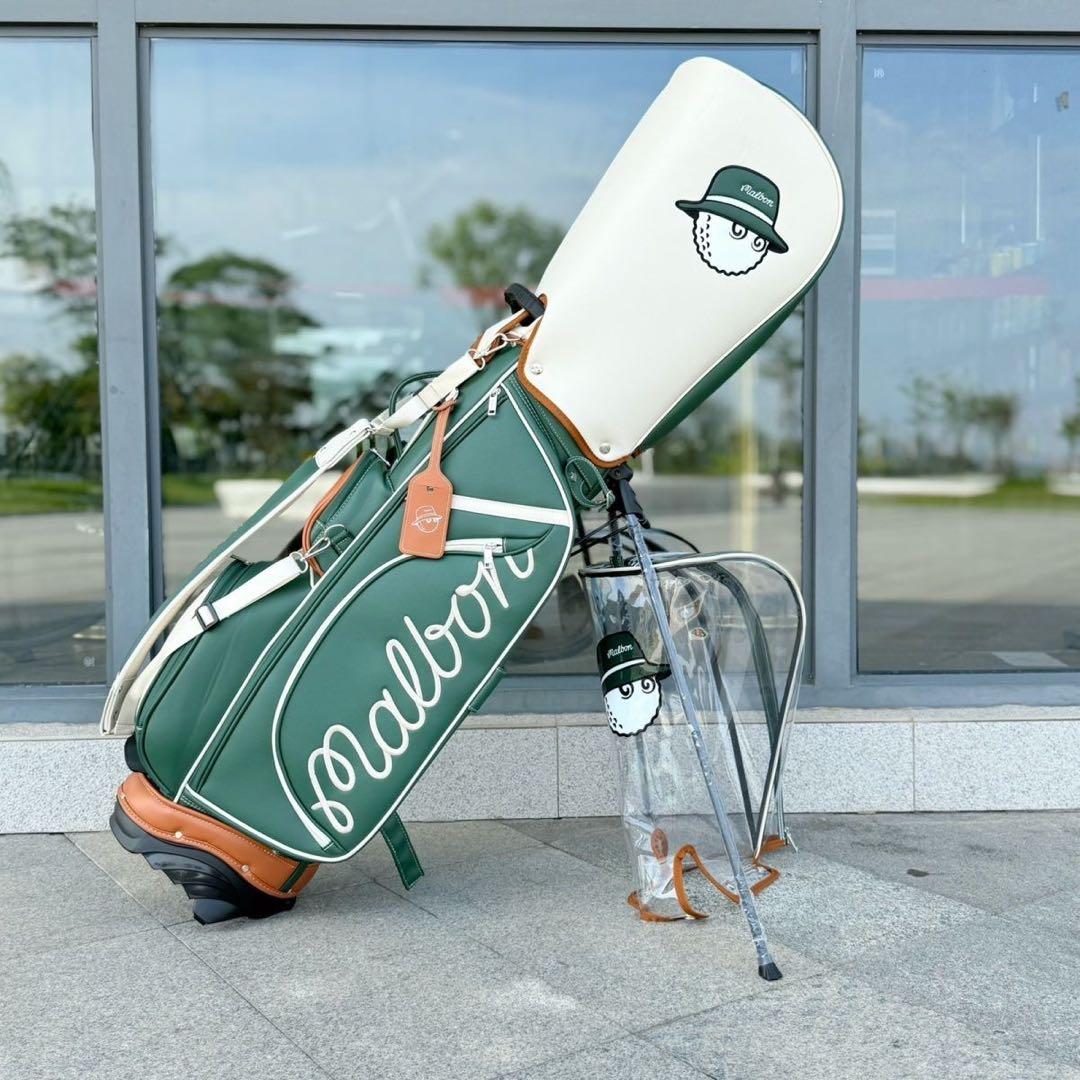 Malbon golf ゴルフバッグ キャディバッグ グリーン スタンド式