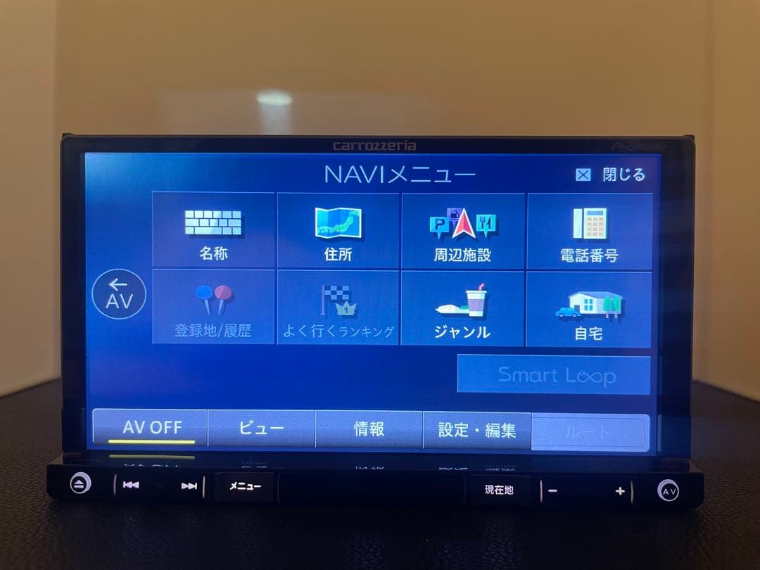 最新地図楽ナビAVIC-RZ03中古180mm7Ｖ型ワンセグTV 最新オービス